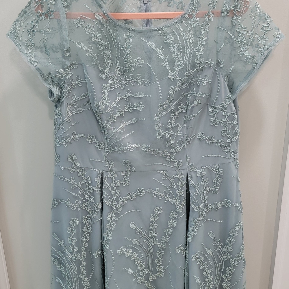 Adrianna Papell Light Blue Mesh Dress
